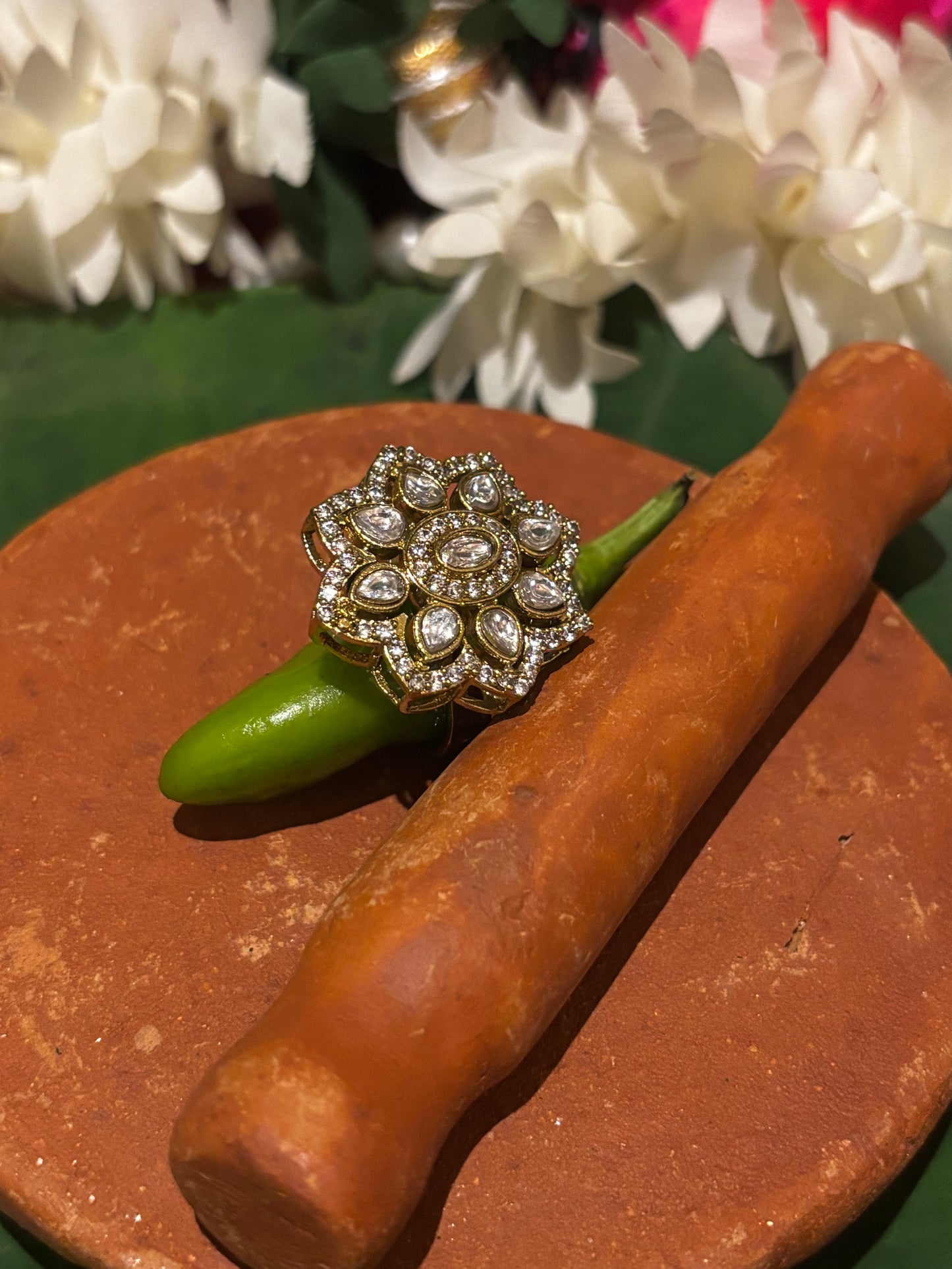 Maya Kundan Floral Ring