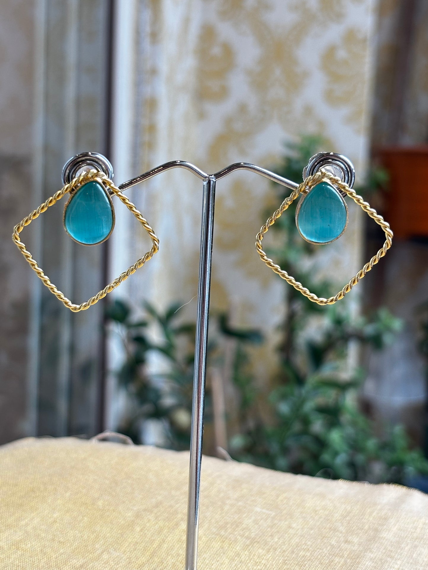 Maya Teal Hoop Earrings