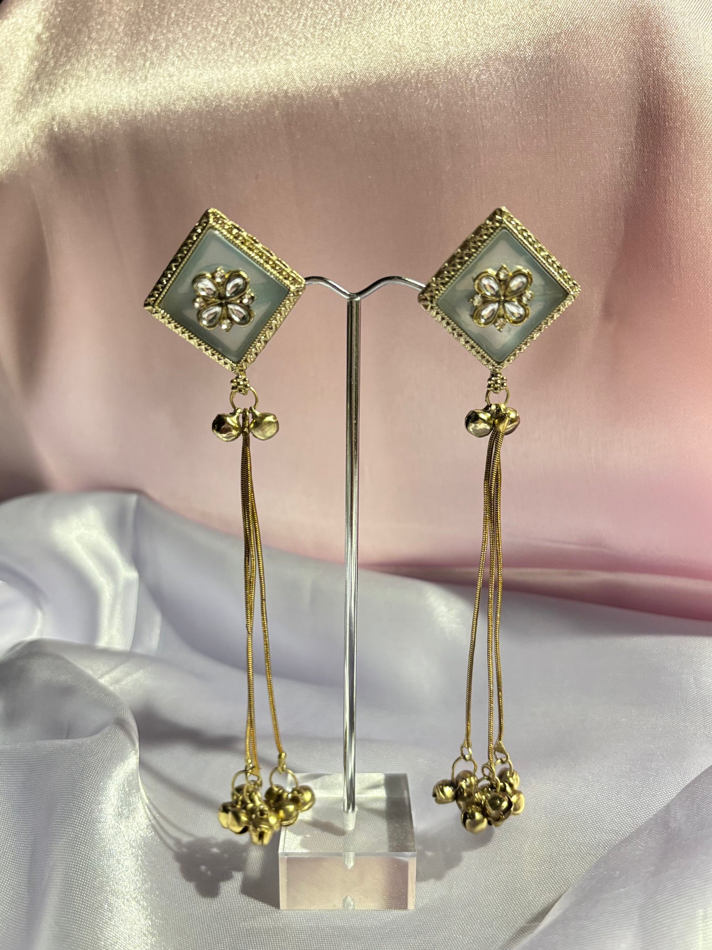 The Maya Meera Ghungroo Tassel Earrings (Charcoal grey)