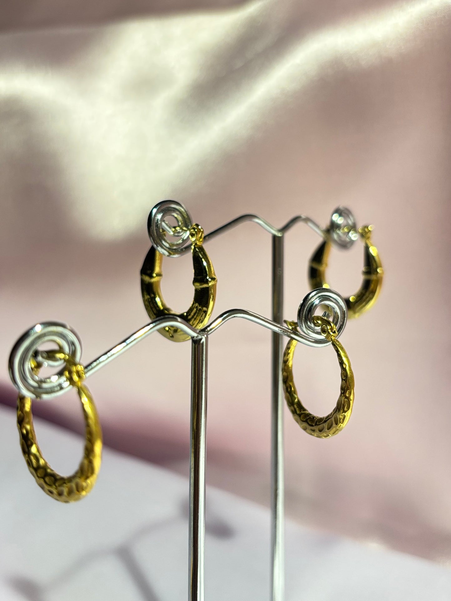The Maya Duo Texture Huggie Hoop Set