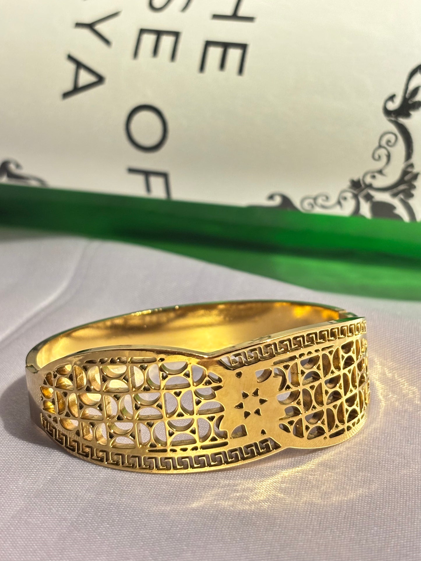 The Maya Honeycomb Cutout Statement Bangle