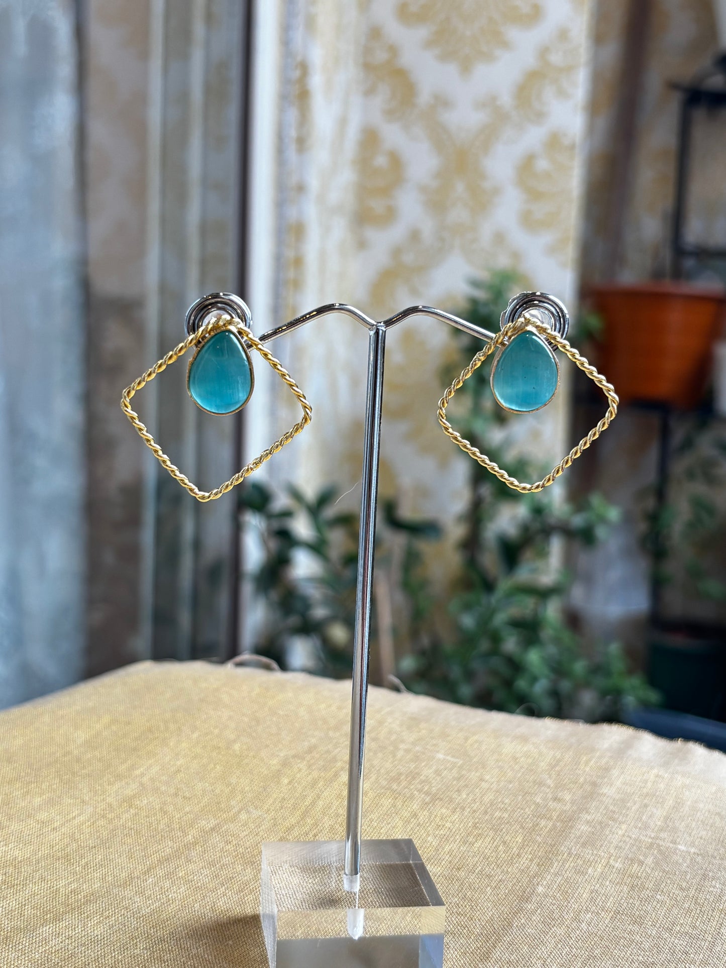 Maya Teal Hoop Earrings