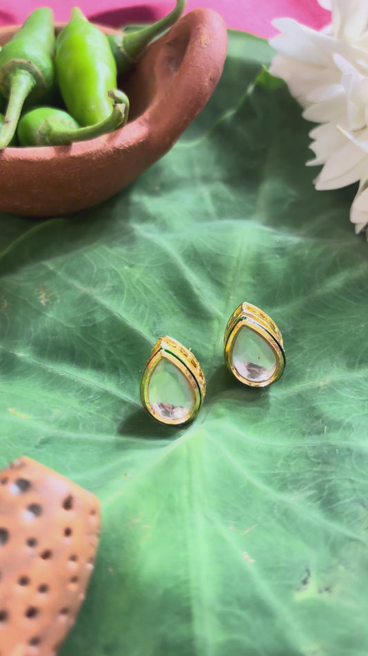 Maya Teardrop Kundan Solitaire Stud Earrings