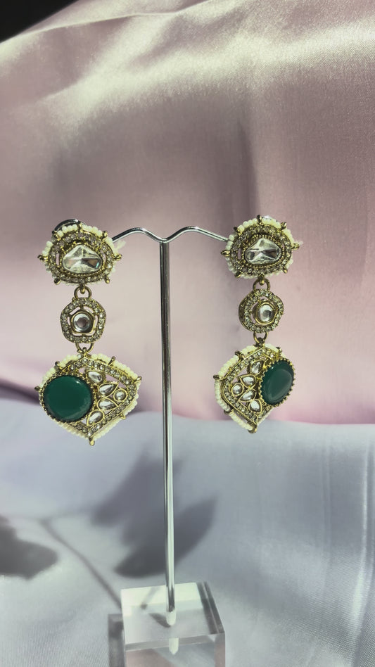The Maya Shehzadi Kundan EMERALD GREEN Shield Earrings