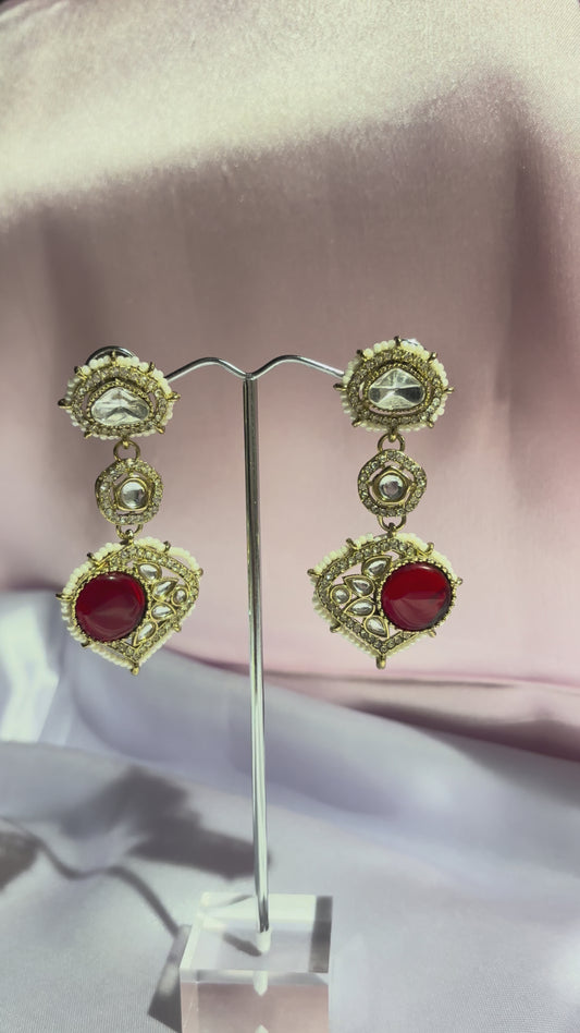 The Maya Shehzadi Kundan RUBY RED Shield Earrings